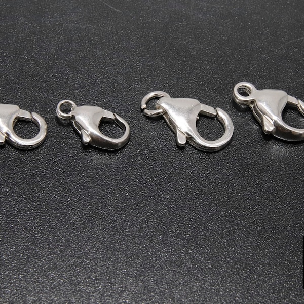 925 Sterling Silver Lobster Clasps, Silver Trigger Clasps #2774, Sizes 6 x 10 - 11.5 mm, or 7 x 12 or 13 mm, For Necklaces and Bracelets