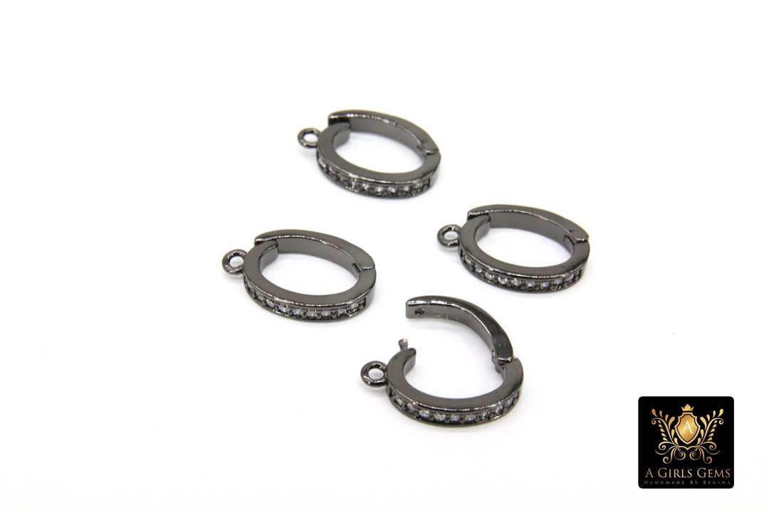 Bails Black Enhancer Bails for Pendants, CZ Pave Removable 1 Loop Pearl