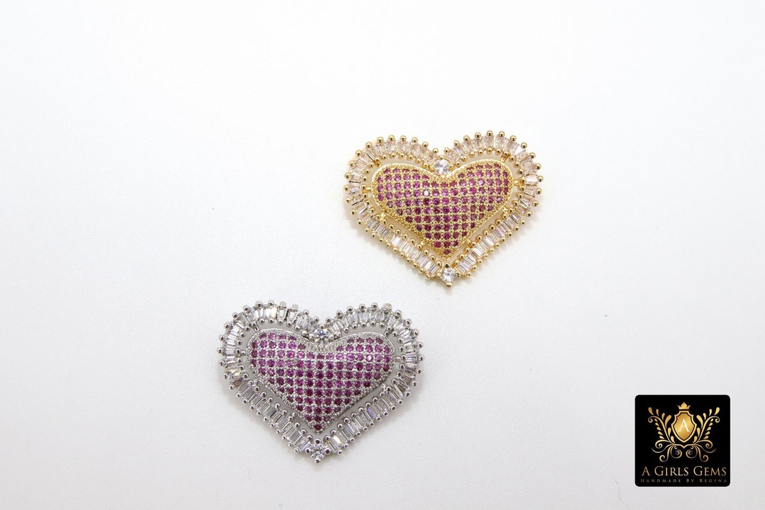 HEART PAVE DEMI HOOP & CHARM GOLD WHITE CZ main image 1