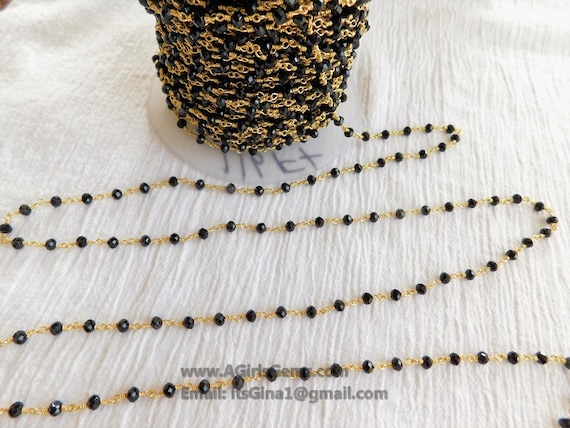 22 K Gold Black Rosary Chain Beaded Rosary Chain 4 Mm Rondelle - Etsy