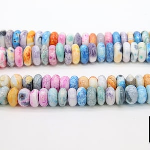 Pink Blue Heishi Blue Beads, White Yellow Flat Rondelle Jewelry Beads BS #180, Pastel beads in sizes 8 mm 10 mm 15 inch Strands