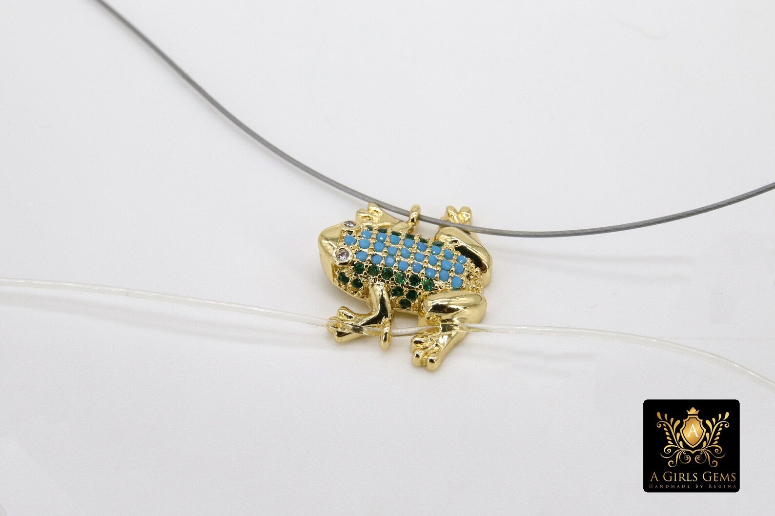 CZ Micro Pave Frog Connectors Gold 3D Colorful Amphibian Blue Etsy