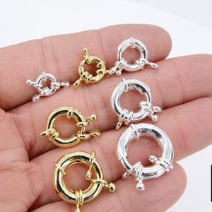 Gold Spring Ring Clasps, Bright Silver Large Clasp #3464, Large Sailor Clasp, Removable Figure 8 Ring, Sizes in 9, 10, 11, 13, 15, 17, 21 mm