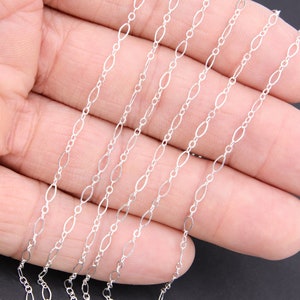 925 Sterling Silver Paperclip Jewelry Chains, 4.8 mm 14 K Gold Filled CH# 805, Drawn Flat Rolo, Unfinished Long and Short Oval Chain image 8