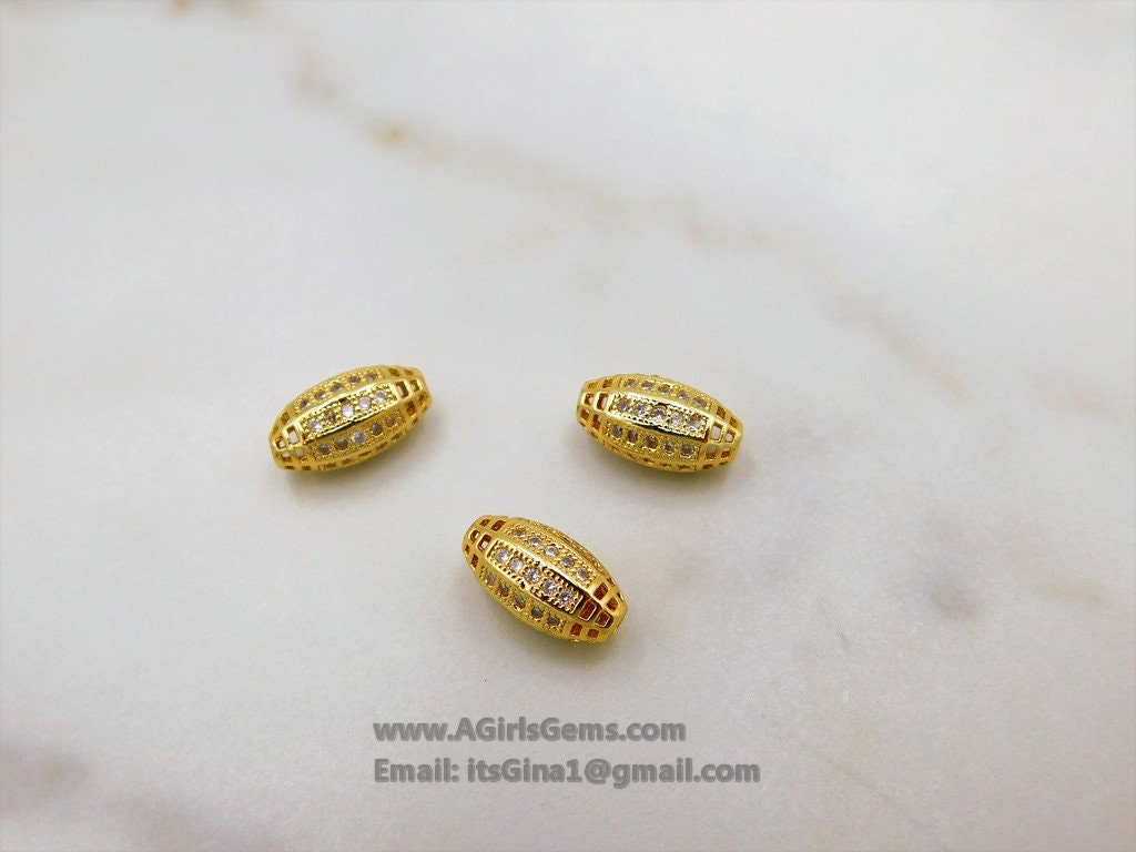 Oval Spacer Beads, Oval CZ Micro Pave Bead, Oval Beads, Spacer Beads, Bracelet  Beads, Cubic Zirconia, Beads, 16x12mm, BD012 - BeadsCreation4u
