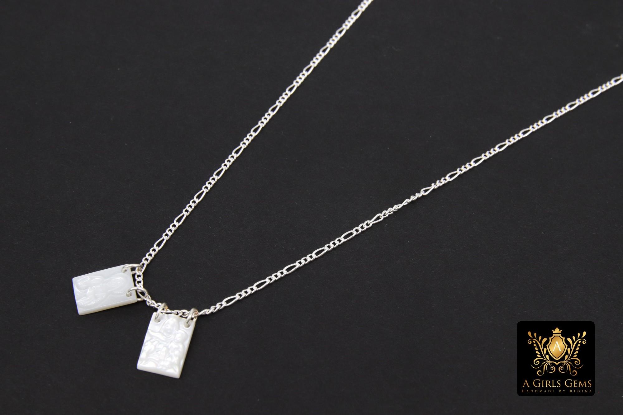 925 Sterling Silver Madonna and Child Scapular Necklace, 14 K Gold ...