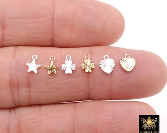 14 K Gold Filled Clover Charms, 925 Sterling Silver 7 mm Hearts # 3653, 6 mm Star Charms, Permanent Jewelry