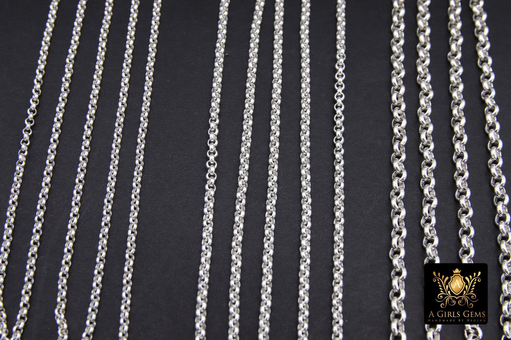 925 Sterling Silver Rolo Chains, 2 Mm 2.2 Mm 3.7 Mm 925 Sterling CH ...