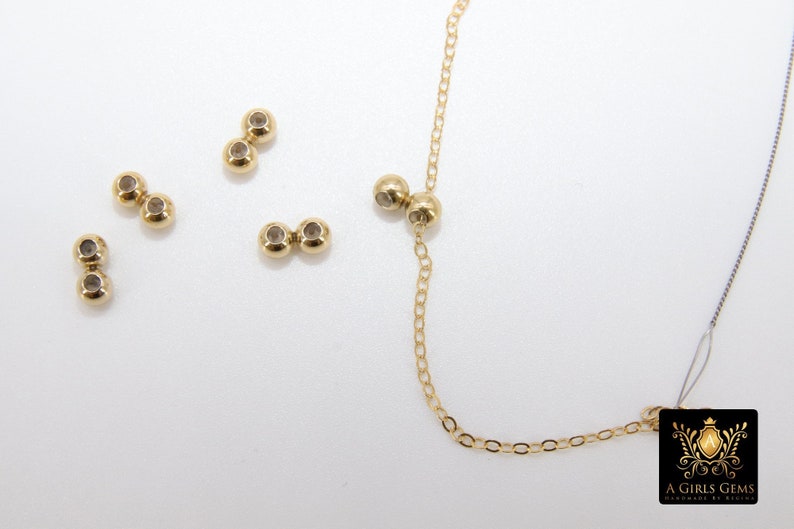 Slider Beads 14 K Gold Filled Dainty Chain Silicon Stopper Etsy