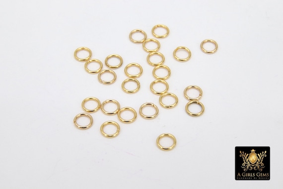 Stainless Steel Jump Rings, Gold Open Rings 20 Gauge # 2797, 5.0 mm or 4.0 mm Split Jump Ring Jewelry Findings
