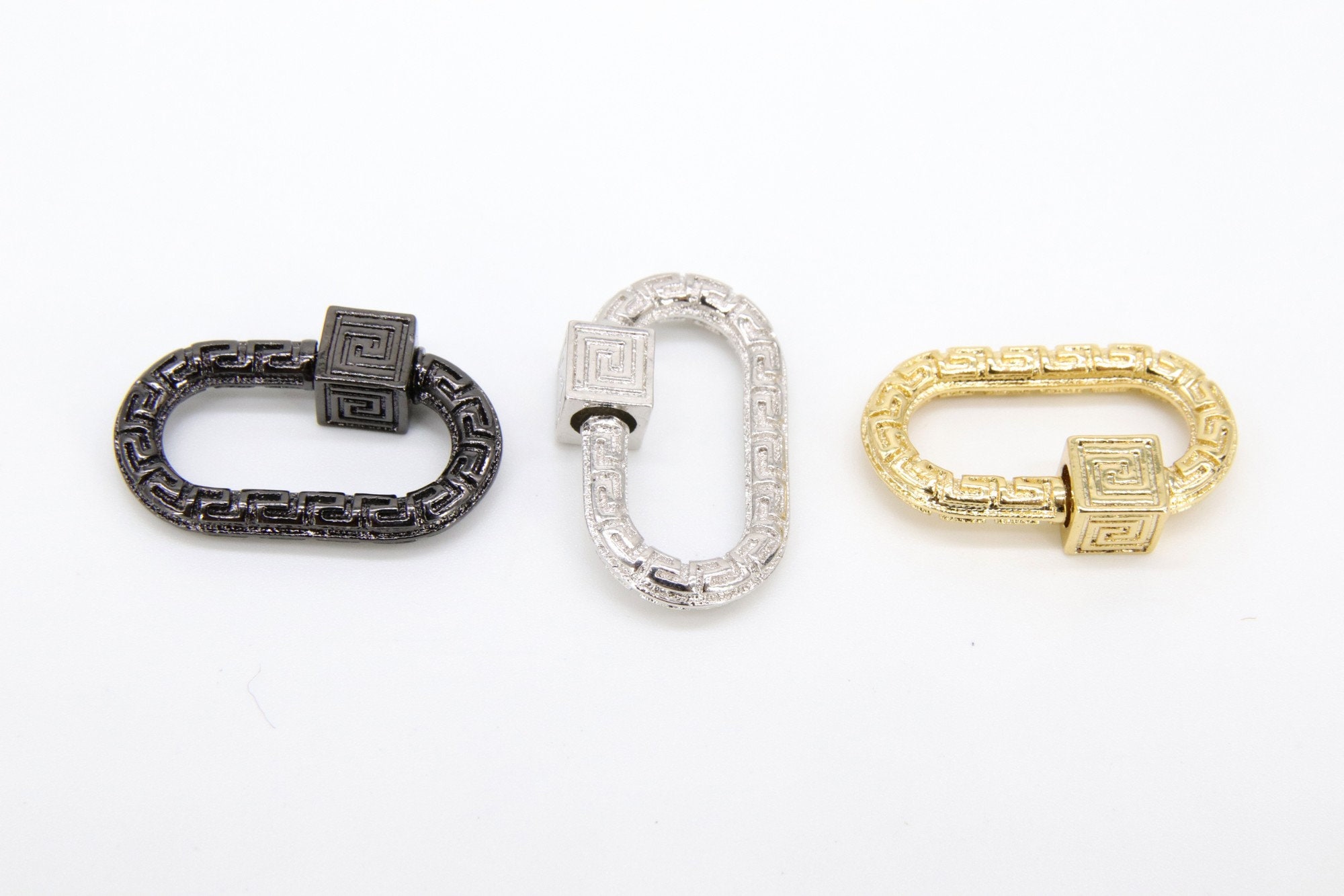 Interlocking Filigree Slider Gold Rectangle Screw Clasps, Silver Filigree Engraved Interlocking ...