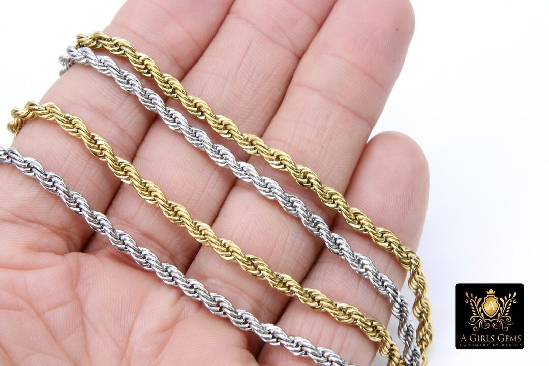 Stainless Steel Silver Chain, 304 Gold Rope Mesh Twist Chains, 2.3 Mm 3