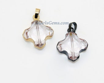 Oro cristal soldado colgantes, vidrio facetado francés lámpara de araña suministros de joyería, encantos negros, collar