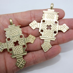 Brass Ethiopian Coptic Cross Pendant, Large African Cross Brass  Necklace Jewelry