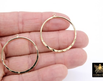 Textured Gold Round Hoop Ear Rings, 35 mm Glittery Gold Charms #948, Hammered Wire Hoops, High Quality, Light Weight Findings