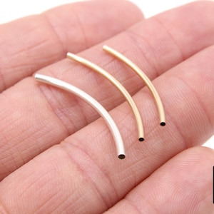 14 K Gold Filled Tube Beads, 925 Sterling Silver Curved Beads #3190, 20 mm 30 mm 34 mm 35 mm 40 mm, Hollow Spacer Bead Findings