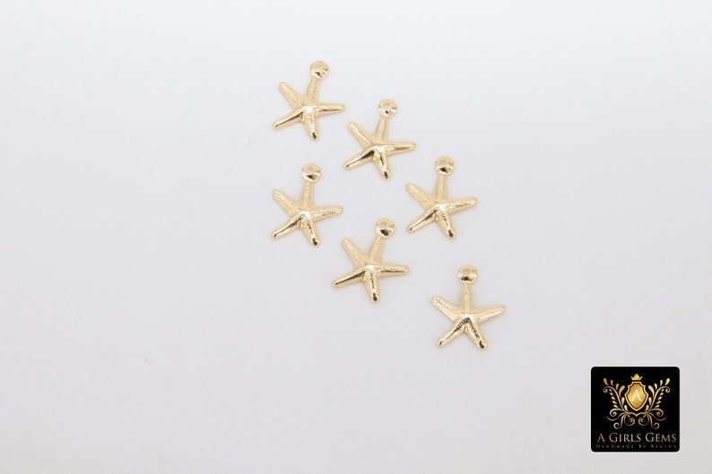 9.75 x 8 mm Small Starfish Dangle 14 20 Jewelry Nautical Necklace Findings 14 K Gold Filled Tiny Star Charms