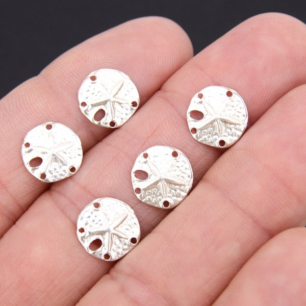 925 Sterling Silver Sand Dollar Charms, 12 mm Small Beach Necklace #2176, Genuine 14 20 Ocean Dangle, Nautical Jewelry