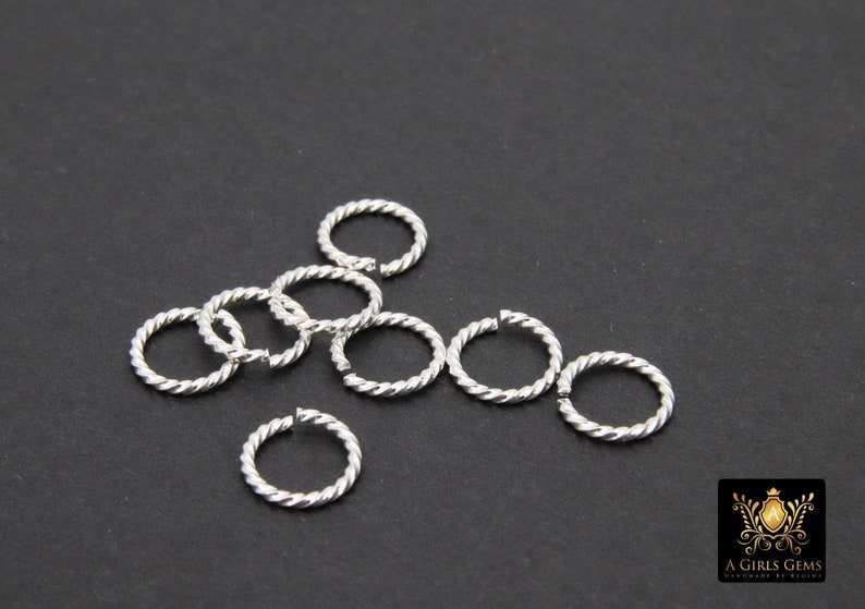 Anéis de salto de prata brilhante de aço inoxidável, anéis torcidos abertos de 10 mm #835, calibre 16 texturizado, 304 fortes fechos de pressão, descobertas de joias imagem 2