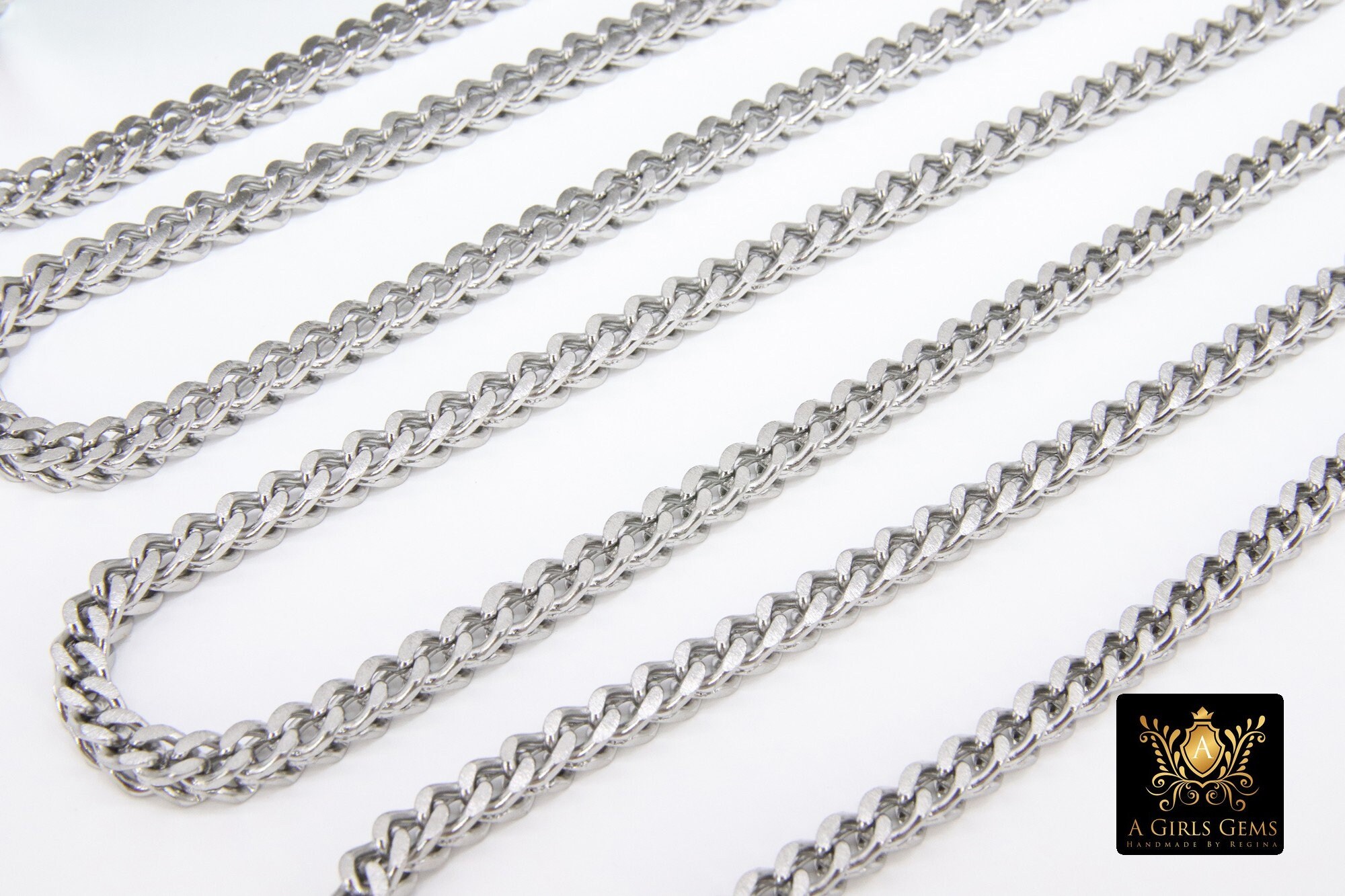 Silver Stainless Steel Chain 304 Square 4 X 4 Mm Curb Chains Etsy