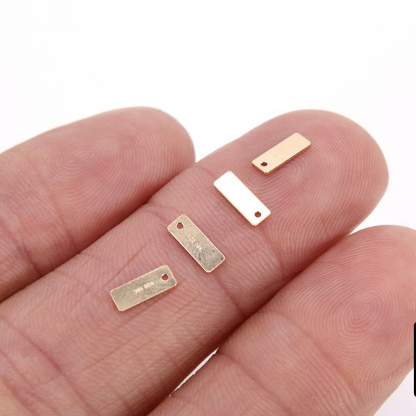 14 K Gold Filled Rectangle Charms, Gold Quality Tags #2821, 3 x 8 mm Stamped 14 20, Jewelry Findings