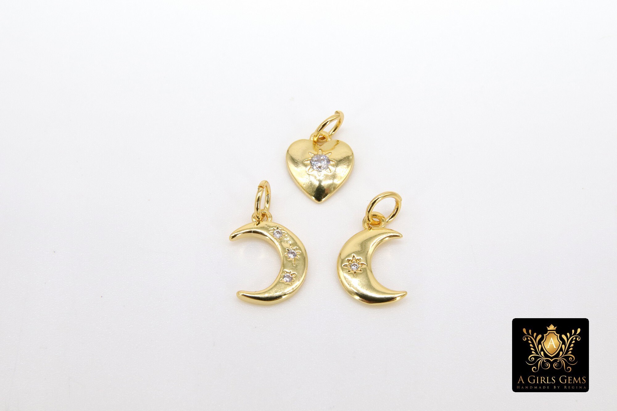 HEART PAVE STUD GOLD/WHITE CZ main image 1