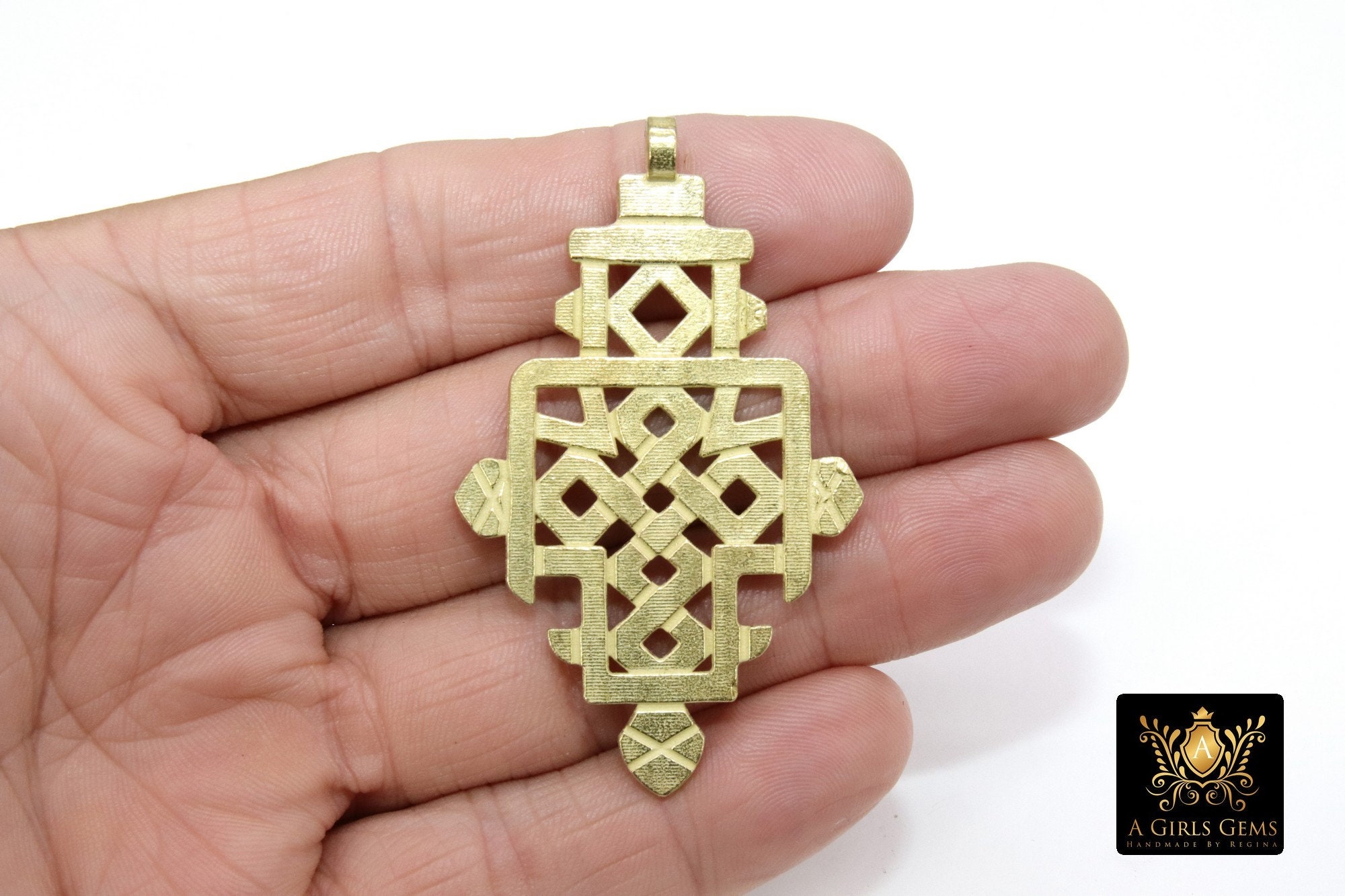 Brass Ethiopian Coptic Cross Jewelry Pendant African Cross Gold Charm Pendants Religious Jewelry Making Supplies