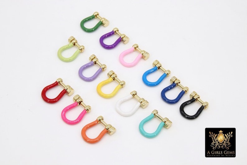 Gold Shackle Clasp, 13 x 17 mm Jewelry Clasps in Gold Enamel #94 Gold Shackle Clasp, 13 x 17 mm Jewelry Clasps in Gold Enamel #94