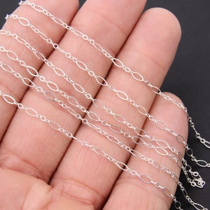 925 Sterling Silver Paperclip Jewelry Chains, 4.8 mm 14 K Gold Filled CH# 805, Drawn Flat Rolo, Unfinished Long and Short Oval Chain image 9