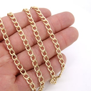 14 K Gold Filled Cuban Curb, 8.5 mm USA Genuine Gold Filled Chain CH #747, Large Unfinished Curb Gold Chain, By the Foot