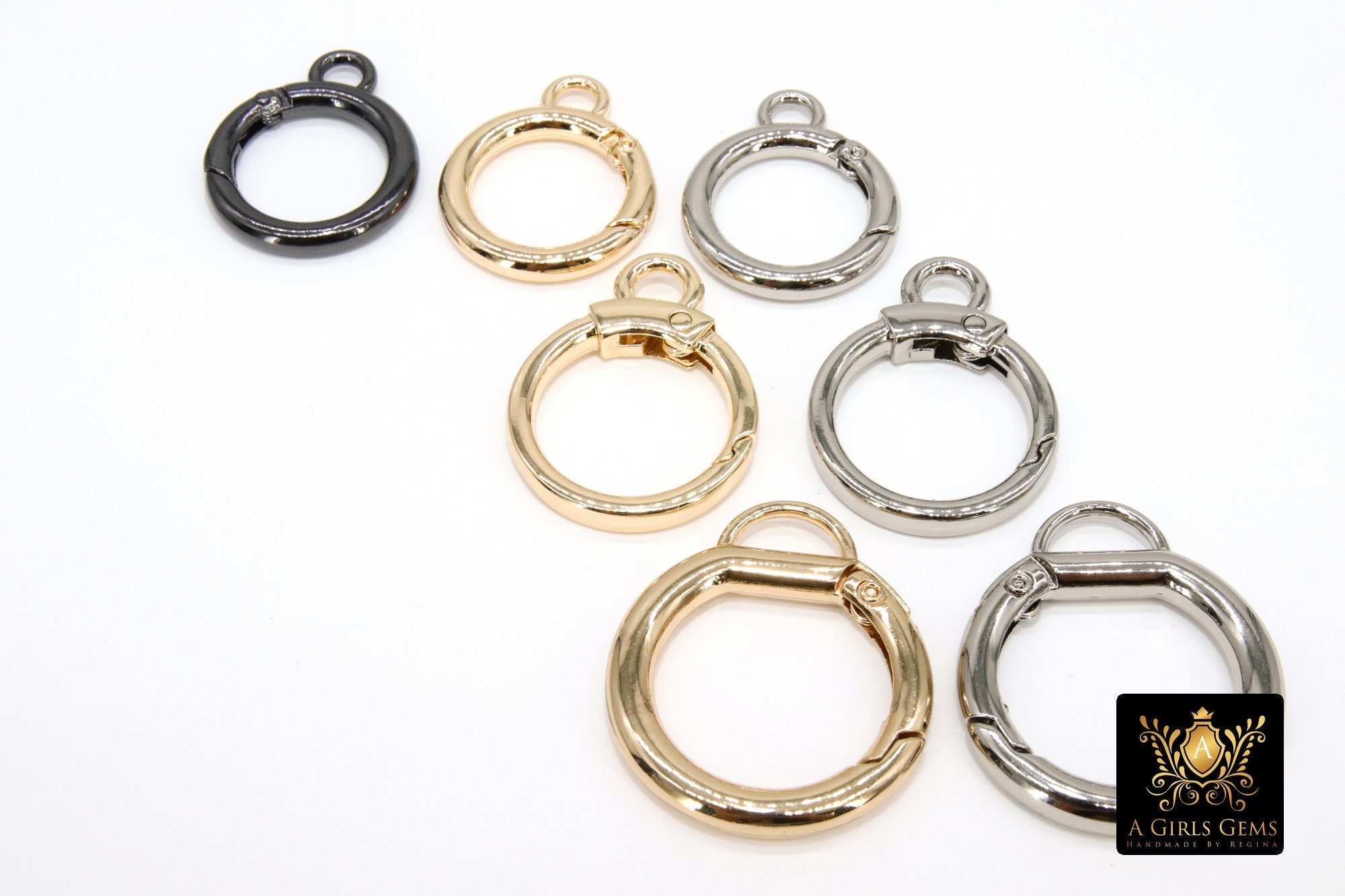 Gold Spring Gate Clasps, Silver or Black Spring Lock Push Clip #2754 ...