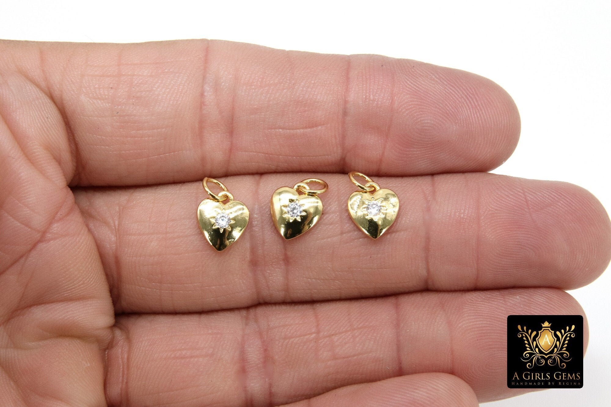 Starburst Gold Pave Heart Charm main image 0