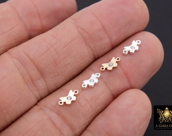 14 K Gold Fill CZ Schmetterling Verbinder, 925 Sterling Silber Minimalist Tiny Link # 3501, Permanent Schmuck Schmetterlinge, 4 x 9 mm