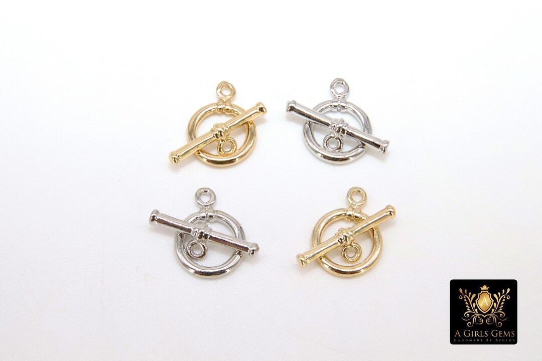 Gold and Silver Toggle Clasp Set, Ball End 12 X 16.25 Toggle Ring 2367/ ...