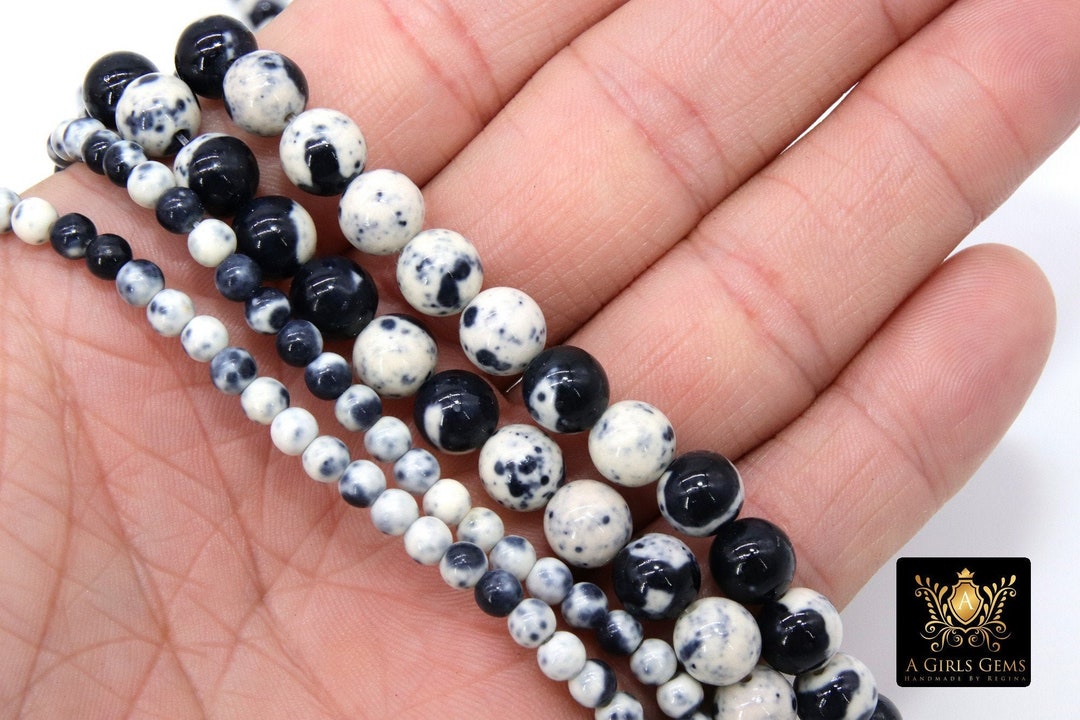Black and White Beads Black and White Dyed Pattern Boho Beads Etsy