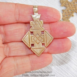Ethiopian Cross Pendant, Gold Brass Coptic Cross 30 x 47 mm, African Cross for Necklaces, Jewelry Making  Pendants
