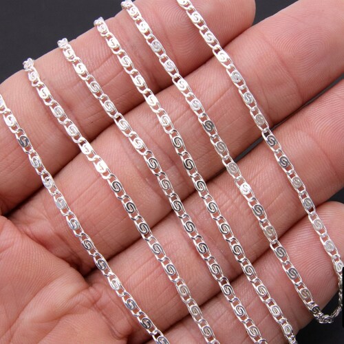925 Sterling Silver Bar Chain, 6 Mm Silver Sequin Chains CH# 868