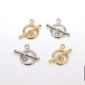 Gold and Silver Toggle Clasp Set, Ball End 12 X 16.25 Toggle Ring 2367/ ...
