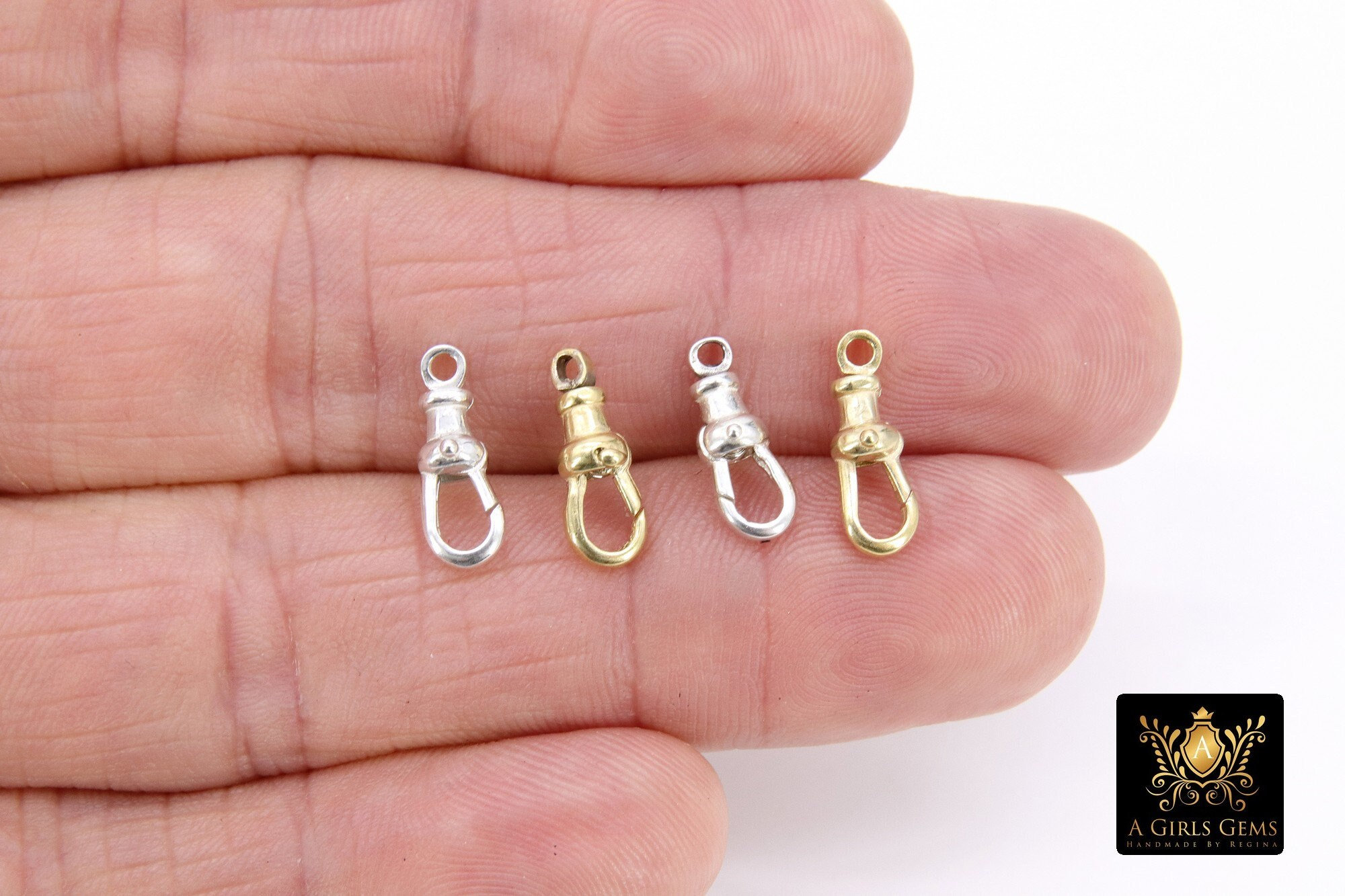 Swivel Gold Lobster Clasps, Small Albert 14 K Gold Over Silver Push Clip Claws #3380, Jewelry Findings 5 x 14 mm, Fob Watch Necklaces