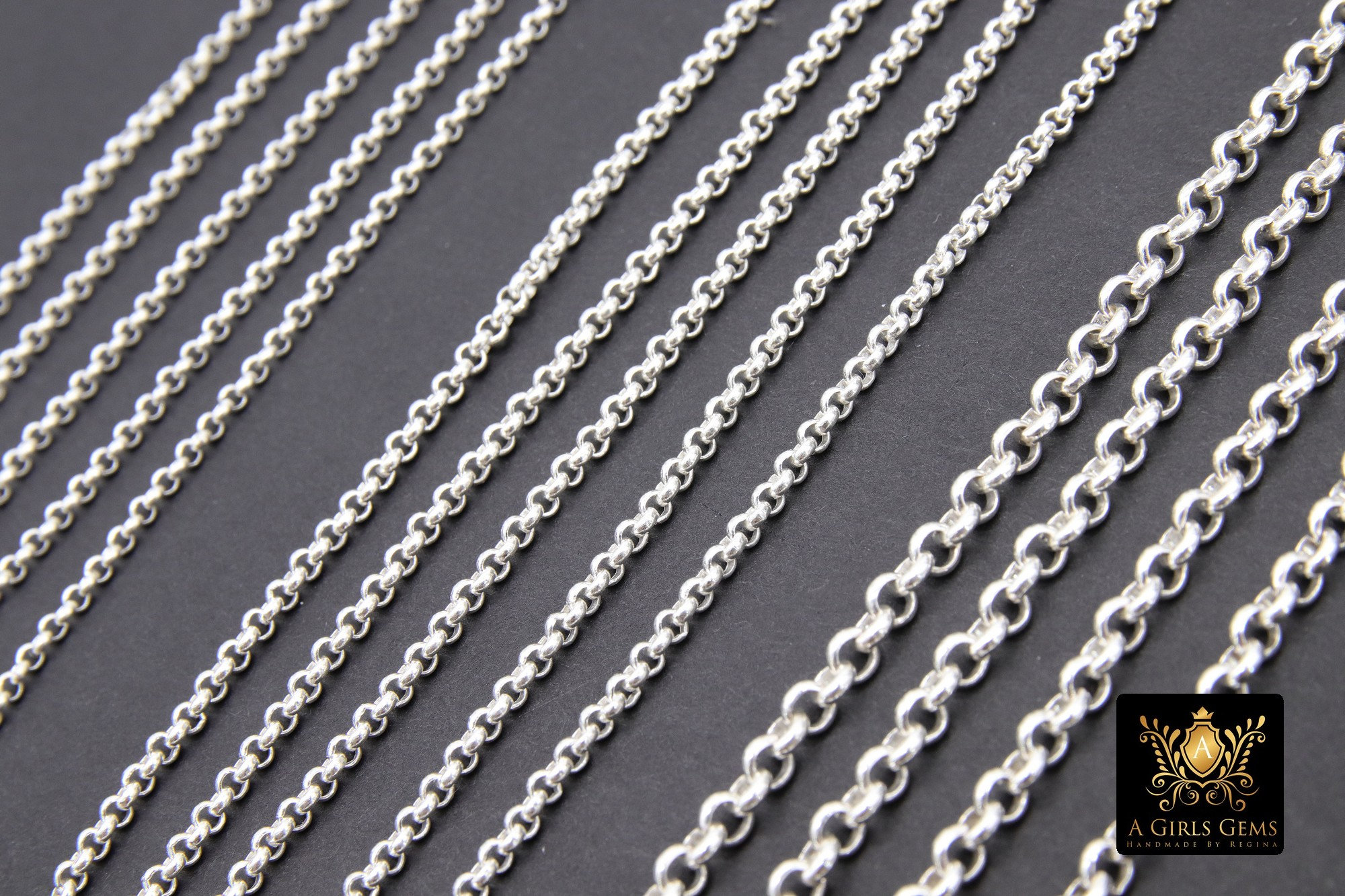 925 Sterling Silver Rolo Chains, 2 Mm 2.2 Mm 3.7 Mm 925 Sterling CH ...