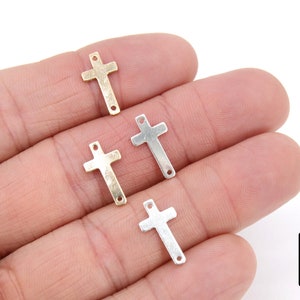 14 K Gold Filled Cross Connector, 925 Sterling Silver Cross Links #2478/#2651, 9 x 16 mm Rosary Center Charms, Permanent Jewelry