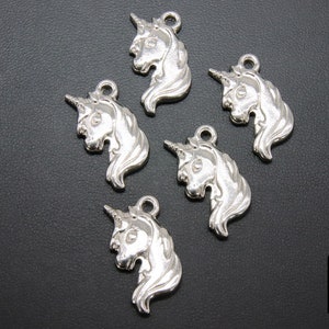 Silver Unicorn Charms, Tiny Fantasy Charms, Stainless Steel Unicorn Head #874, Minimalist Jewelry Necklace or Bracelets