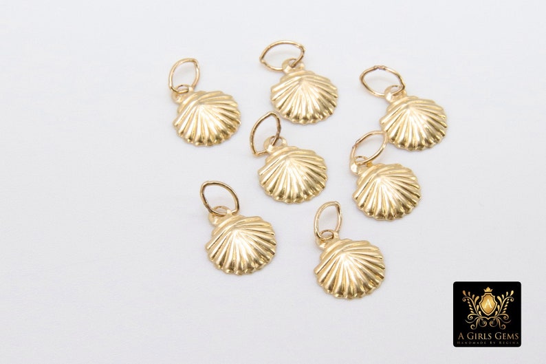 14 K Gold Filled Tiny Scallop Shell Charm, 14 20 Gold Small Seashell ...