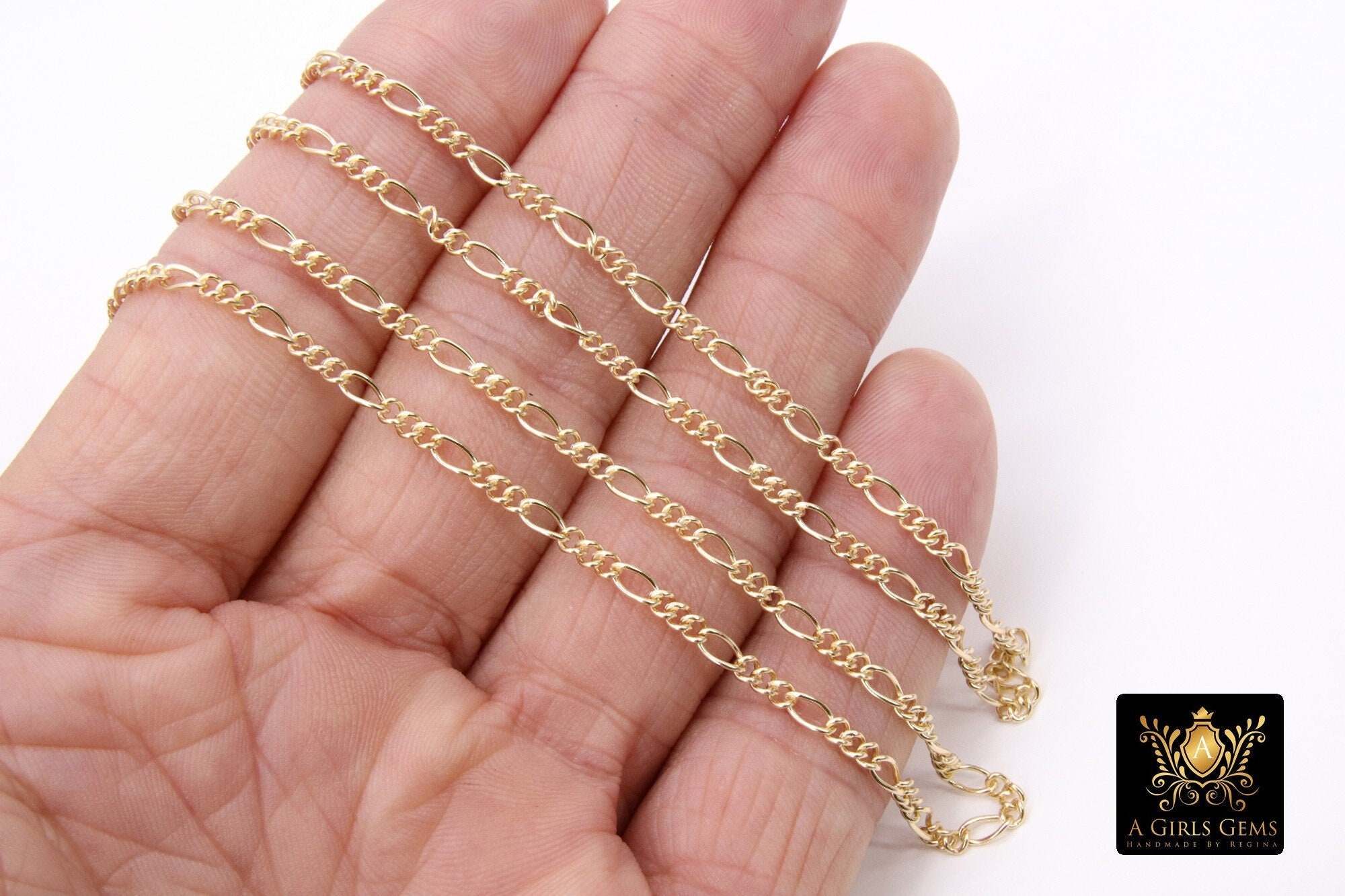 new top jewelry 14k FIGARO 20インチ 4.5mm Figaro Chain Necklace in Solid 14K Gold - 20