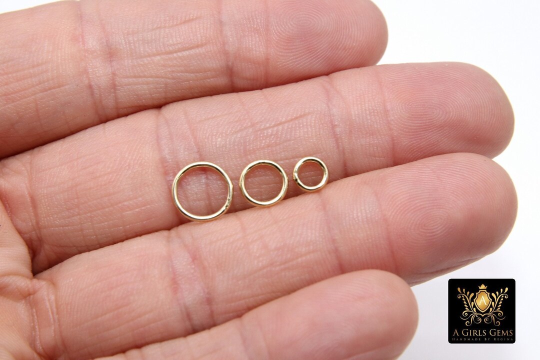14 K Gold Filled Closed Soldered Rings, 6 Mm 8 Mm 10 Mm Interlocking Charms 2401, 925 Sterling