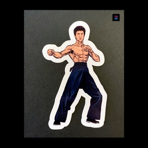 Pegatinas de personajes Kung Fu Man versión 1 y 2 - Corte de beso mate / brillante resistente a la intemperie - 3 tamaños