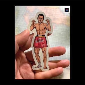Autocollant de personnage Muay Thai Fighter Version 1 & 2 - Coupe bise mat/brillant résistant aux intempéries - 3 tailles