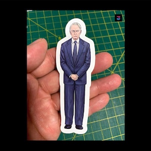 Autocollant de personnage fondateur de l'entreprise - Coupe bise mat/brillant résistant aux intempéries - 3 tailles
