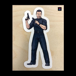 Autocollant de personnage Dark Bro - Coupe bise mat/brillant résistant aux intempéries - 3 tailles