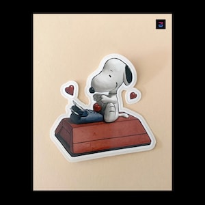Adesivo del personaggio dell'autore del cane famoso in tutto il mondo - Taglio bacio opaco / lucido resistente alle intemperie - 3 dimensioni